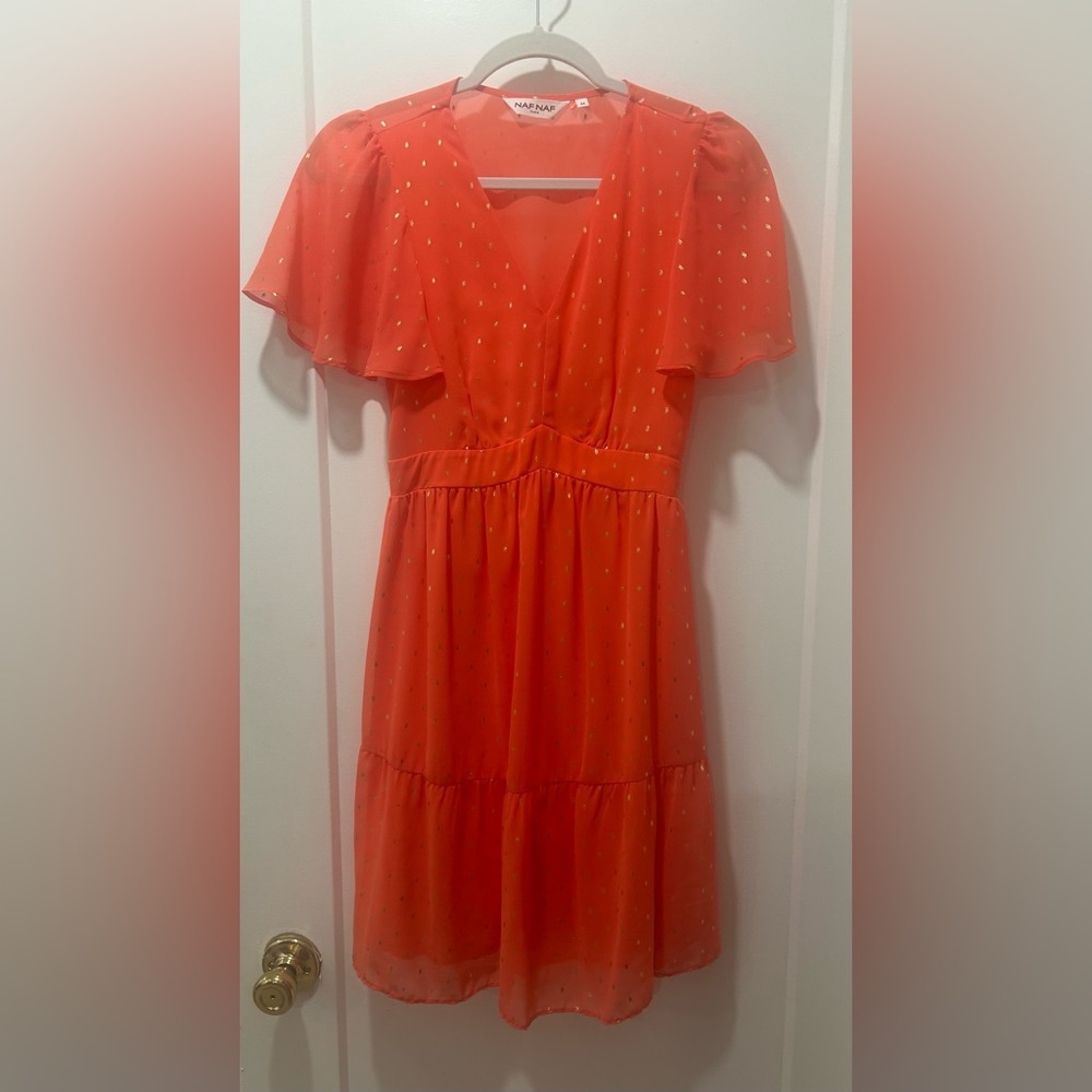 Coral party/cocktail dress |French Designer (Naf Naf)